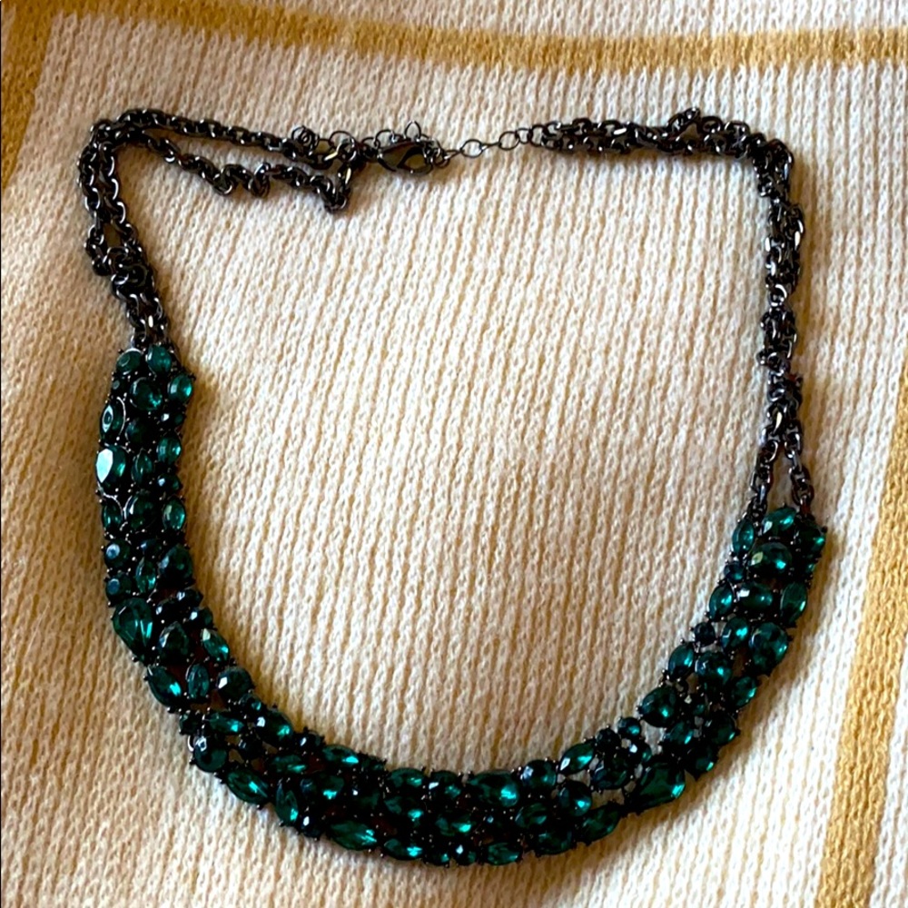 Emerald Glass Statement Necklace - image 1